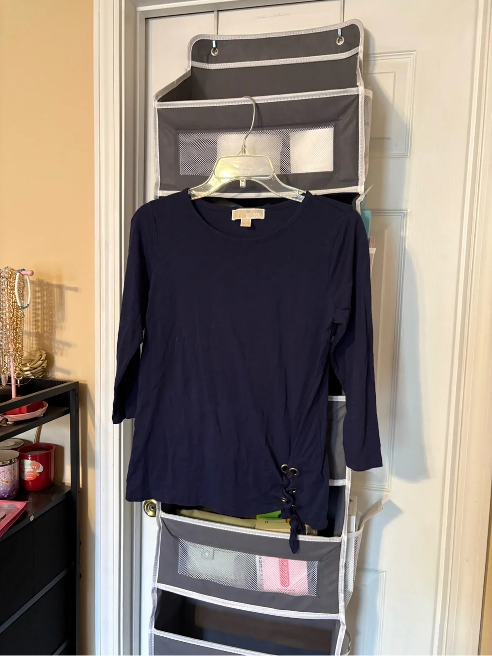 Michael Kors Navy Crewneck Long Sleeve Top
